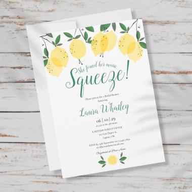 She Found Her Main Squeeze Lemon Bridal Shower Invitations