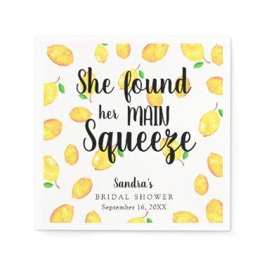 She Found Her Main Squeeze Lemon Bridal Shower Napkins