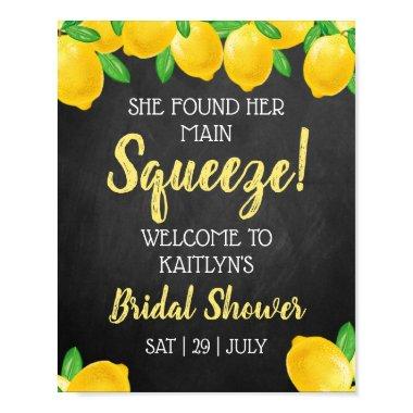 She Found Her Main Squeeze Lemon Bridal Shower Poster