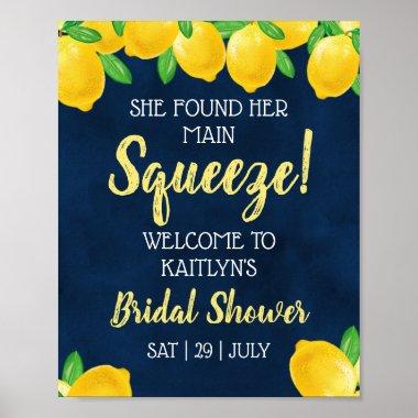 She Found Her Main Squeeze Lemon Bridal Shower Poster