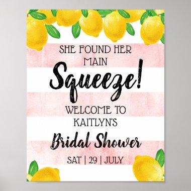 She Found Her Main Squeeze Lemon Bridal Shower Poster
