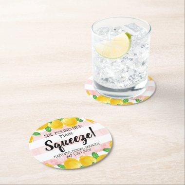 She Found Her Main Squeeze Lemon  Round Paper Coaster
