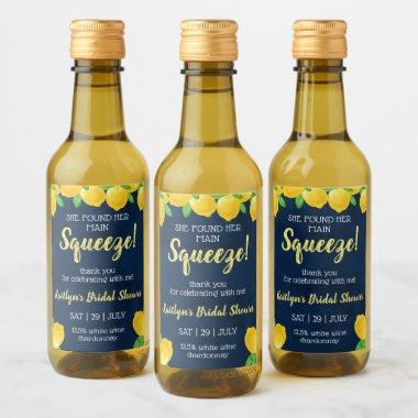 She Found Her Main Squeeze Lemon Bridal Shower Wine Label