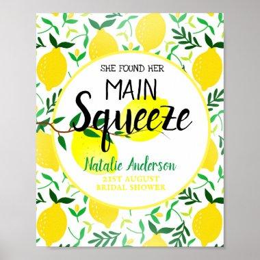 She Found Her Main Squeeze Lemons Bridal Shower Poster