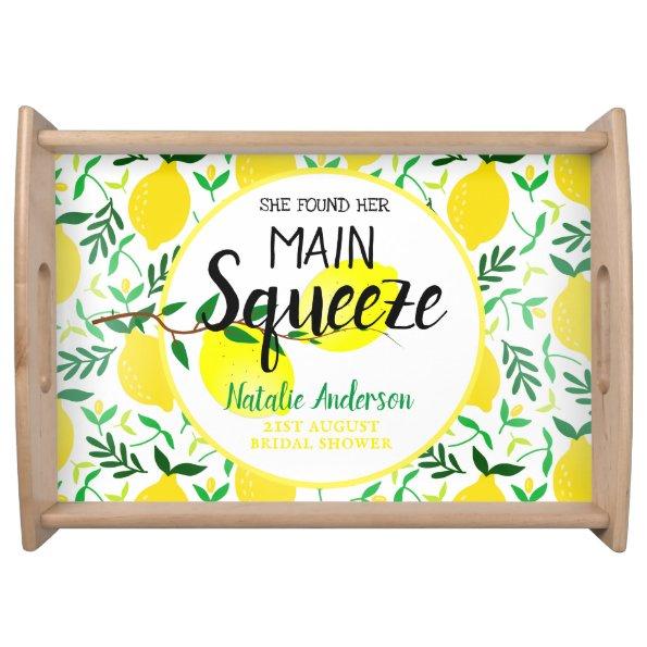 She Found Her Main Squeeze Lemons Bridal Shower Serving Tray