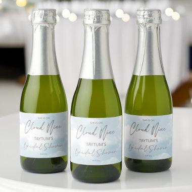 She is on cloud nine bridal shower sparkling wine label