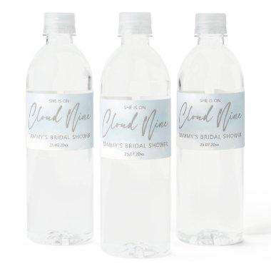 She is on cloud nine bridal shower water bottle label