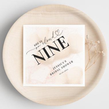 She is on Cloud Nine Heart Script Bridal Shower Napkins