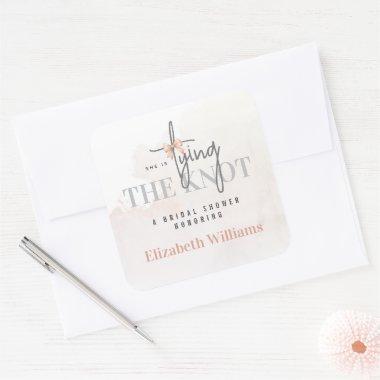 She Is Tying The Knot Modern  Party Square Sticker