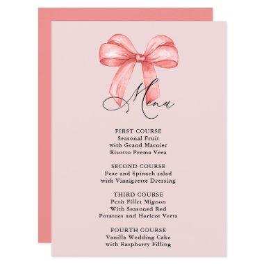 She is tying the knot pink bow  Menu