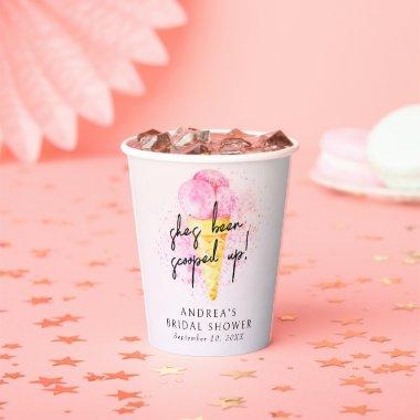 She’s Been Scooped Up Pink Ice cream Bridal Shower Paper Cups