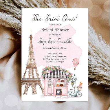 She Said Oui Parisian French Bridal Shower Invitations