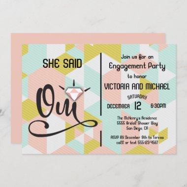 She said Oui yes modern engagement party Invitations