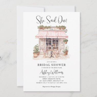 She Said Oui Yes Paris French Cafe Bridal Shower Invitations