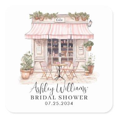 She Said Oui Yes Paris French Cafe Bridal Shower Square Sticker