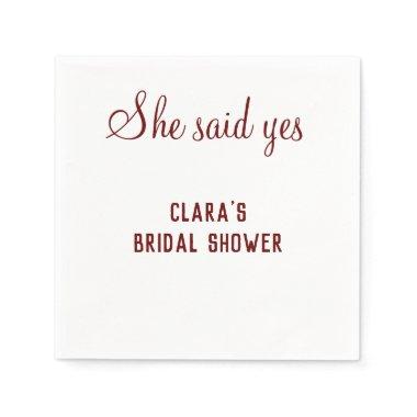 she said yes bridal shower party add name text napkins