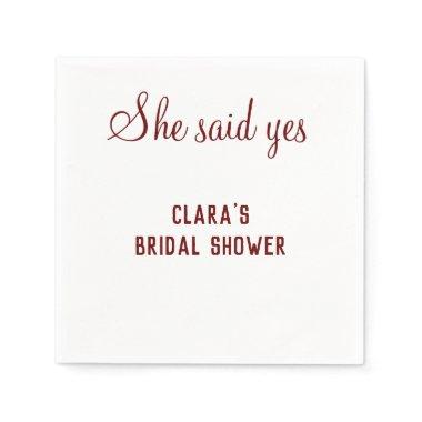 she said yes  party add name text napkins