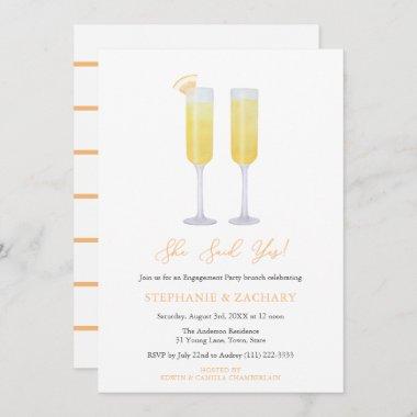 She Said Yes Brunch Bubbly Engagement Party Invitations