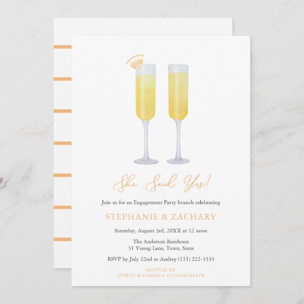 She Said Yes Brunch Bubbly Engagement Party Invitations