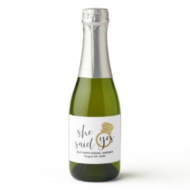 She Said Yes Mini Sparkling Wine Bottle Label