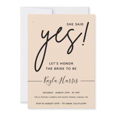 She said Yes Simple Bridal Shower Invitations