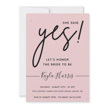 She said Yes Simple Bridal Shower Invitations