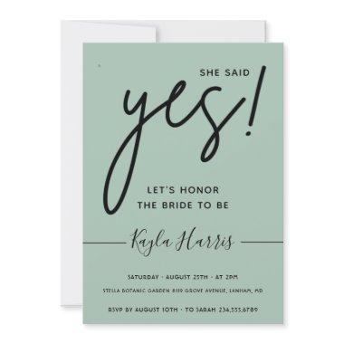 She said Yes Simple Bridal Shower Invitations