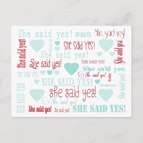She Said Yes Teal Bridal Shower Invitations