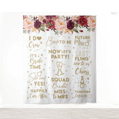 She said yesFloral Burgundy  Backdrop