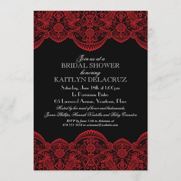 Sheer Red Lace Bridal Shower Invitations