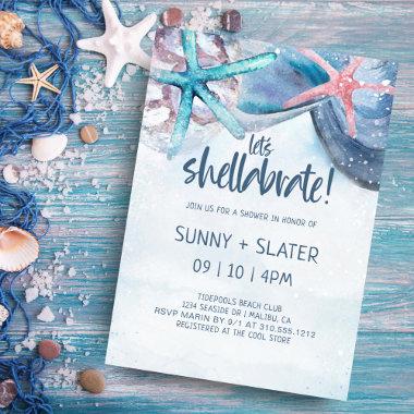 Shellabration | Beach Seashells Wedding Shower Invitations