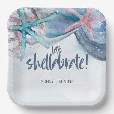 Shellabration | Watercolor Beach Starfish Seashell Paper Plates