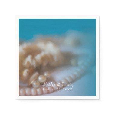 Shells & Pearls Elegant Wedding Jewels Beach Paper Napkins