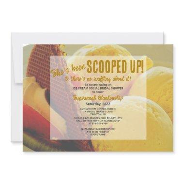 She's Been Scooped Ice Cream Waffle Bridal Shower Invitations