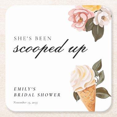 She's Been Scooped Up  Square Paper Coaster