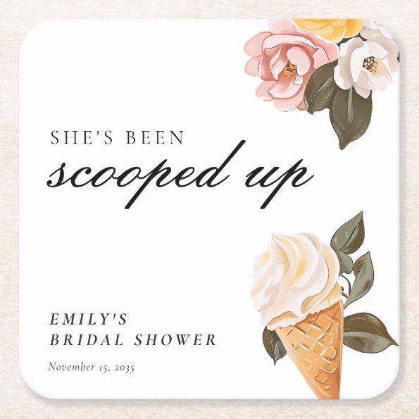 She's Been Scooped Up  Square Paper Coaster