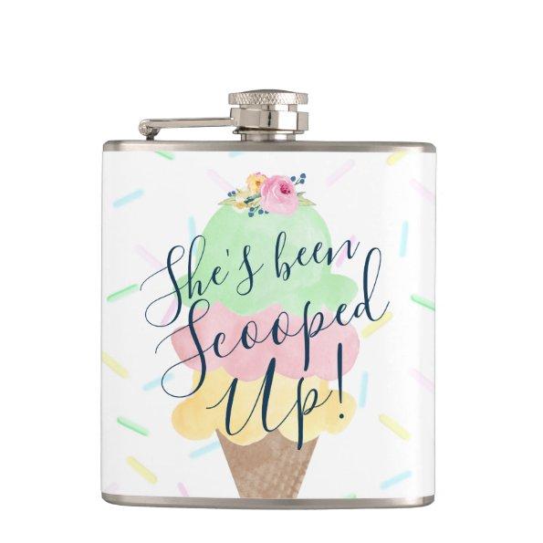 She's Been Scooped Up Bridal Vinyl Wrapped Flask