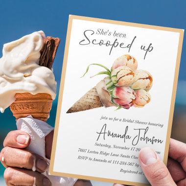 She's Been Scooped Up Floral Bridal Shower Invitations
