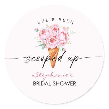 She's Been Scooped Up Ice Cream Bridal Shower Classic Round Sticker