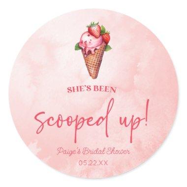 She's Been Scooped Up! Ice Cream Bridal Shower Classic Round Sticker