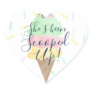 She's Been Scooped Up Ice Cream  Heart Sticker