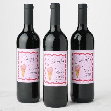 She's Been Scooped Up Pink and Red Wavy Retro Wine Label