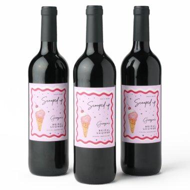 She's Been Scooped Up Pink and Red Wavy Retro Wine Label