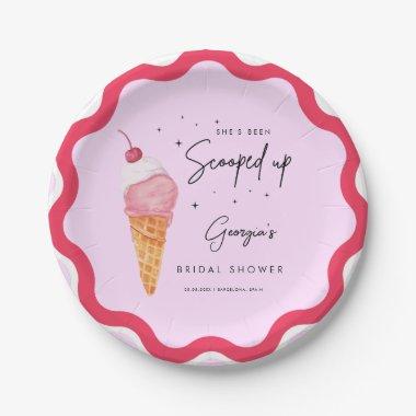 She's Been Scooped Up Pink Red Retro  Paper Plates