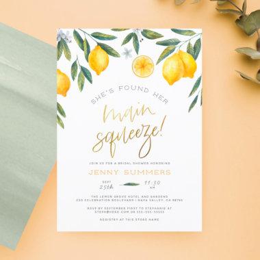 She's Found Her Main Squeeze Lemon Bridal Shower Invitations