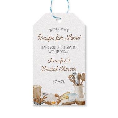 She's Found her Recipe for Love! Bridal Shower Gift Tags