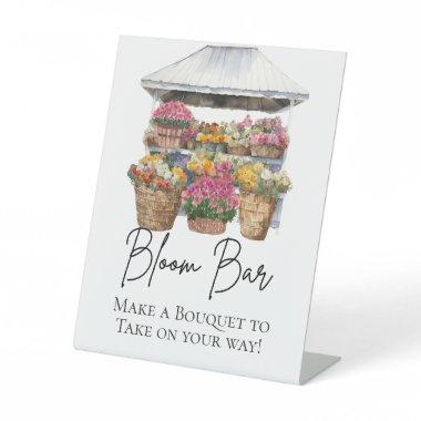 She's Off Market Floral Elegant Script Bloom Bar Pedestal Sign
