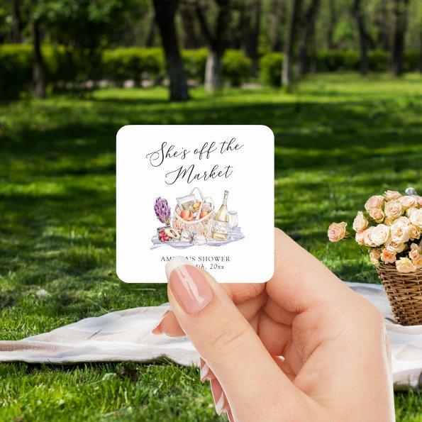 She's Off the Market Farmer's Market  Square Sticker