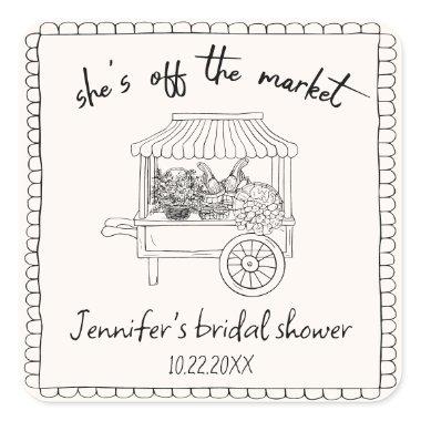 "She's off the Market" Hand Drawn  Square Sticker