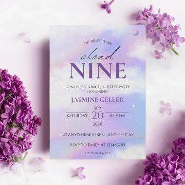 She's On cloud 9 Bachelorette Dreamy Pastel Sky Invitations